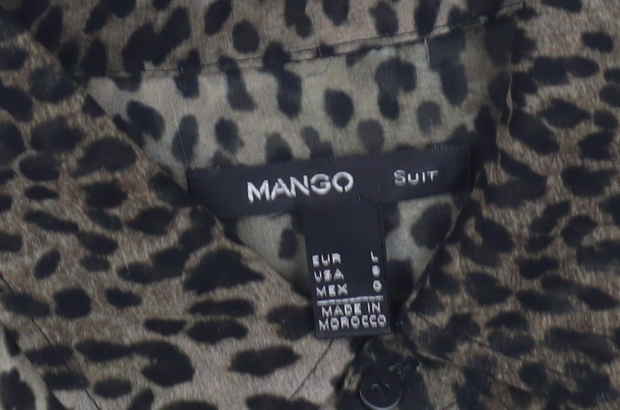 Mango Women's Brown Animal Print Button-Up Shirt