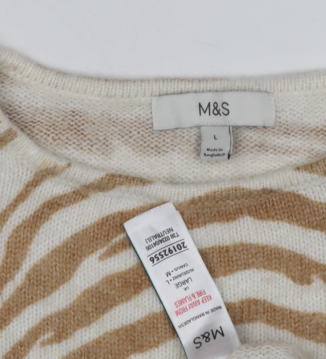 Marks & Spencer Women's Beige Animal Print Pullover, L