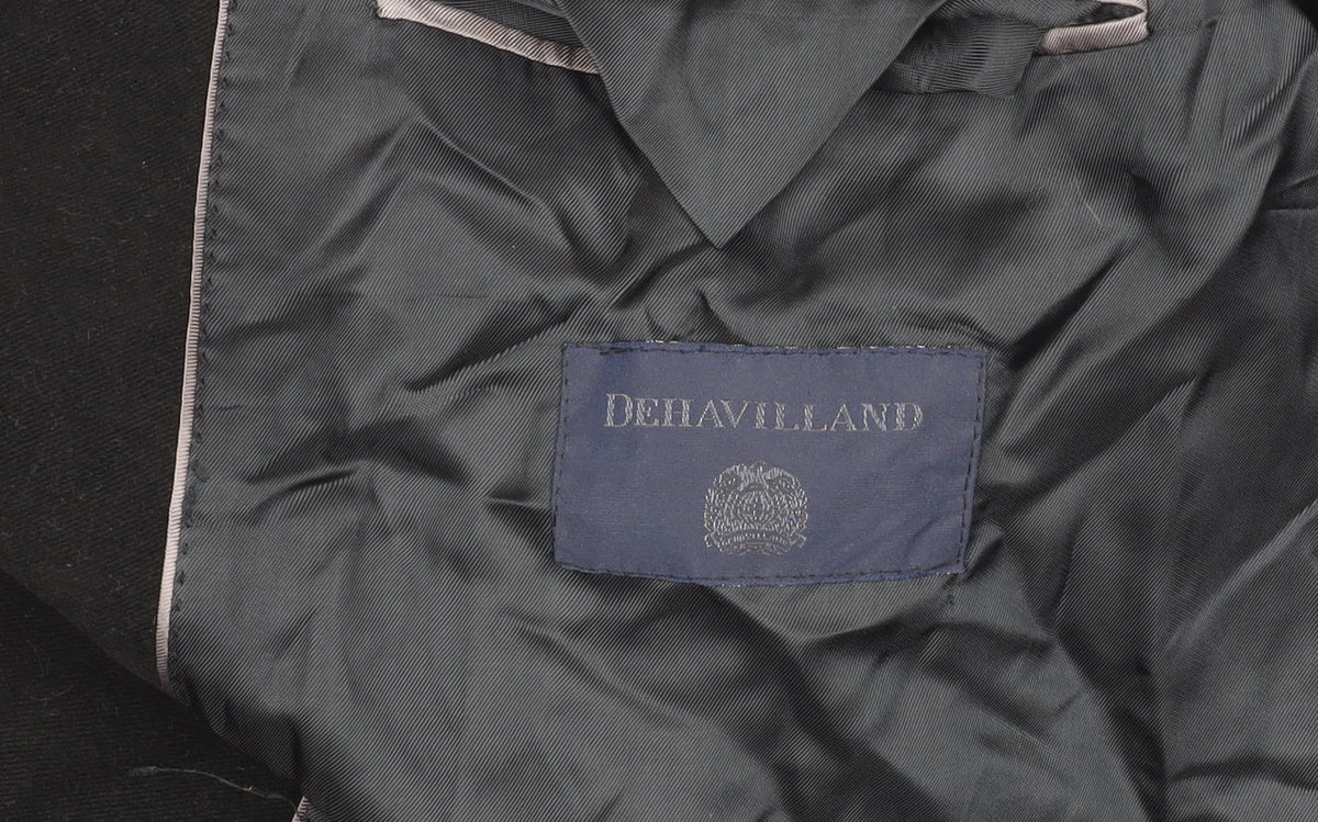Dehavilland Men's Black Overcoat, Size L, Classic Style