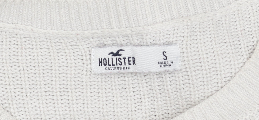 Hollister Women's White Striped Pullover Jumper S