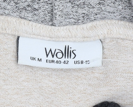 Wallis Women's Hooded Jumper Beige Grey Medium
