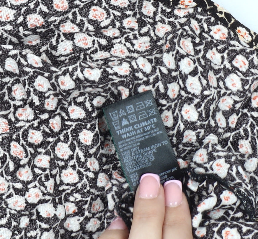 Marks & Spencer Womens Black Floral Blouse Size 16