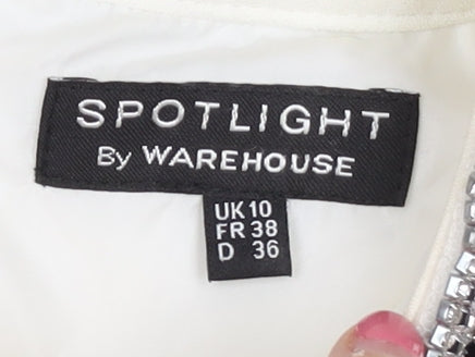 Warehouse Women's Ivory Sheath Dress Size 10 Beaded