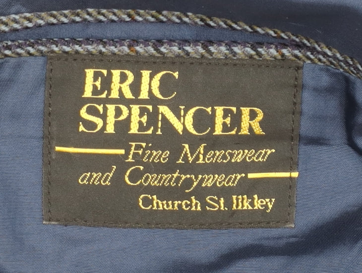 Eric Spencer Men's Blue Check Wool Blazer 42
