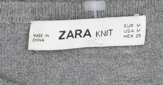 Zara Women's Grey Studded Pullover Jumper Size M