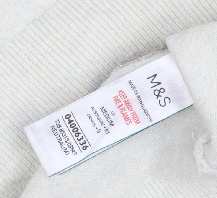 Marks & Spencer Women's Beige Striped Pullover - M