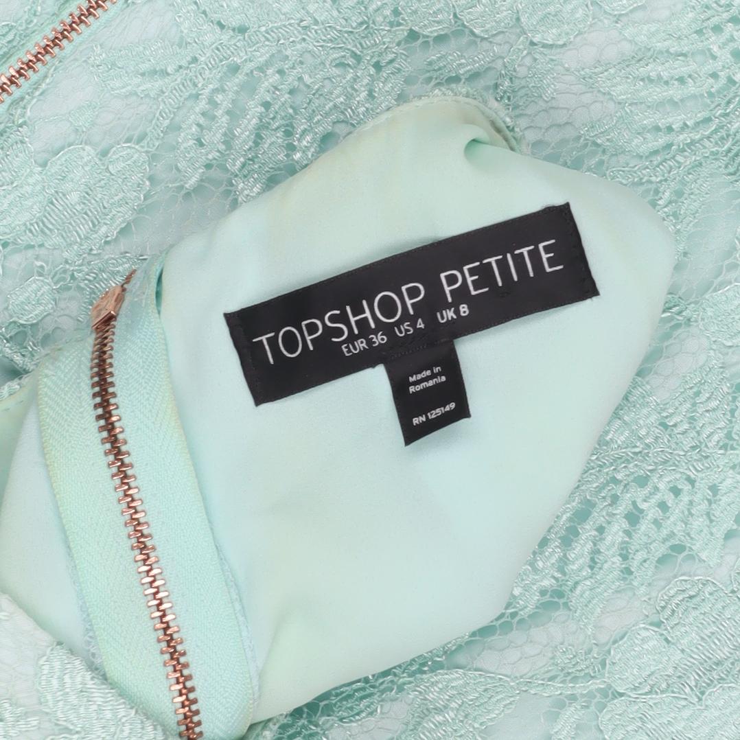 Topshop Women's Green Lace A-Line Dress