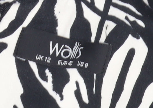 Wallis Women's Black & White Print Dress, Size 12
