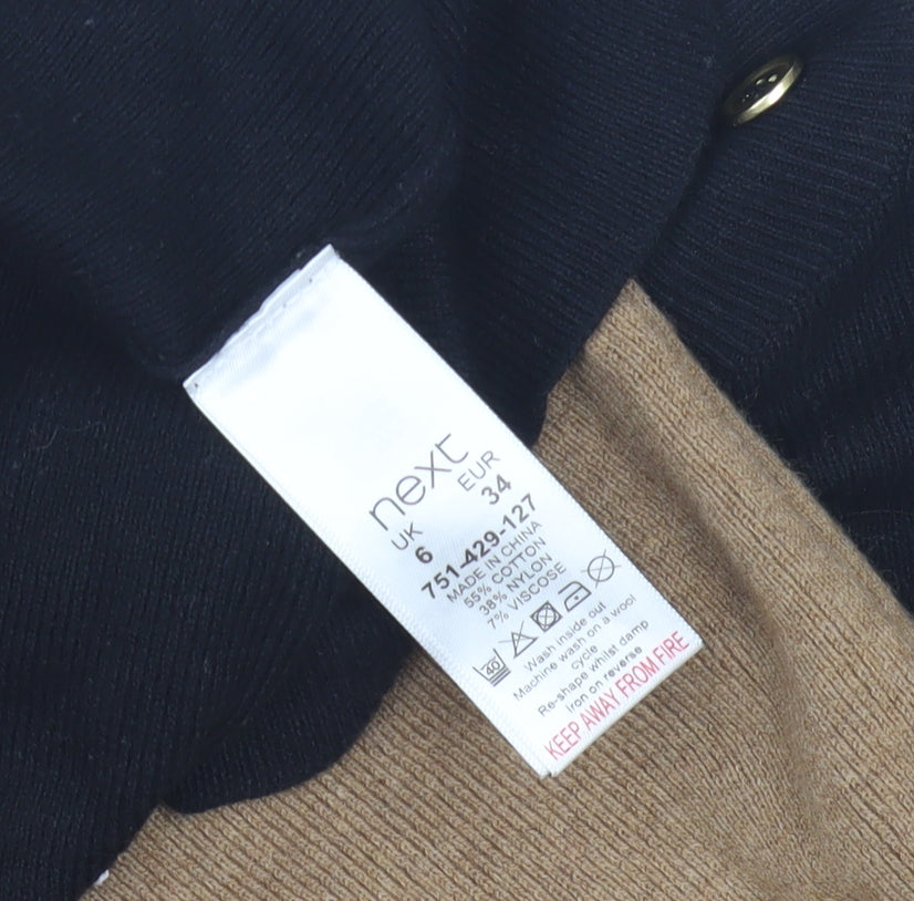 Next Women's Beige and Black Striped Pullover Jumper - Size 6