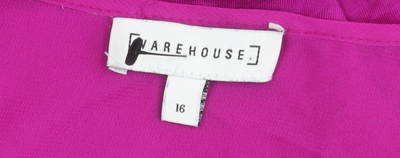 Warehouse Women's Pink V-Neck Blouse Size 16