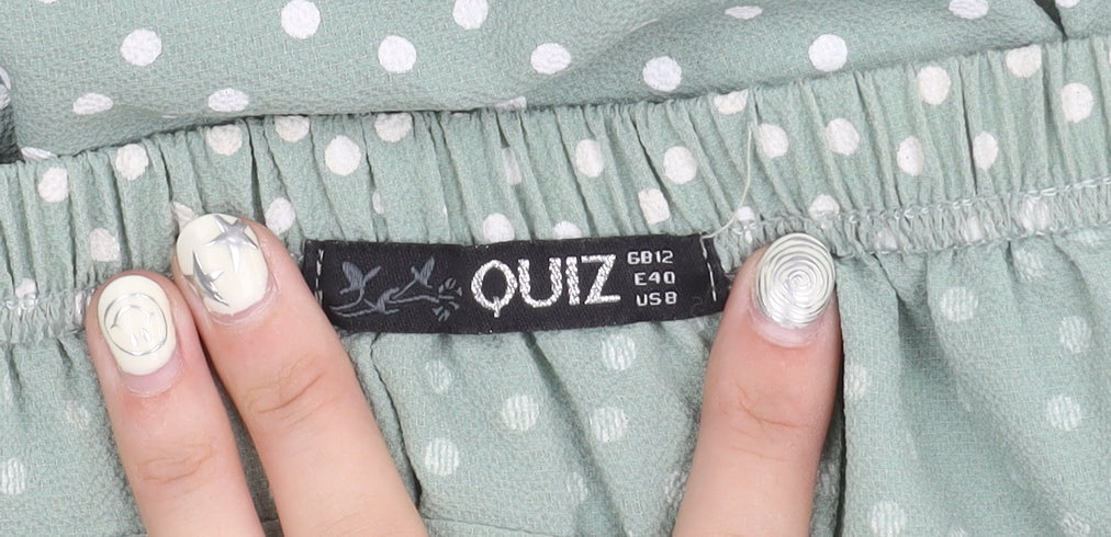 Quiz Women's Green Polka Dot Wrap Skirt Size 12