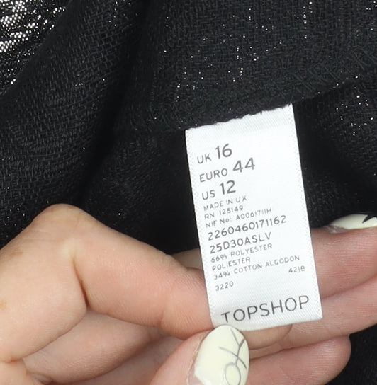Topshop Women's Black Pencil Skirt, Size 16