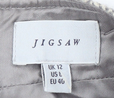Jigsaw Women's Grey Herringbone Wool Skirt, Size 12