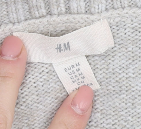 H&M Women's Grey V-Neck Pullover Jumper M