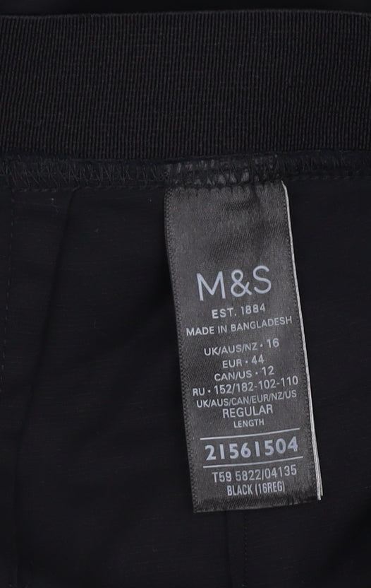 Marks and Spencer Women's Black Trousers, Size 16, Regular