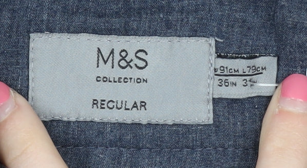 Marks & Spencer Men's Blue Corduroy Trousers, 36 in