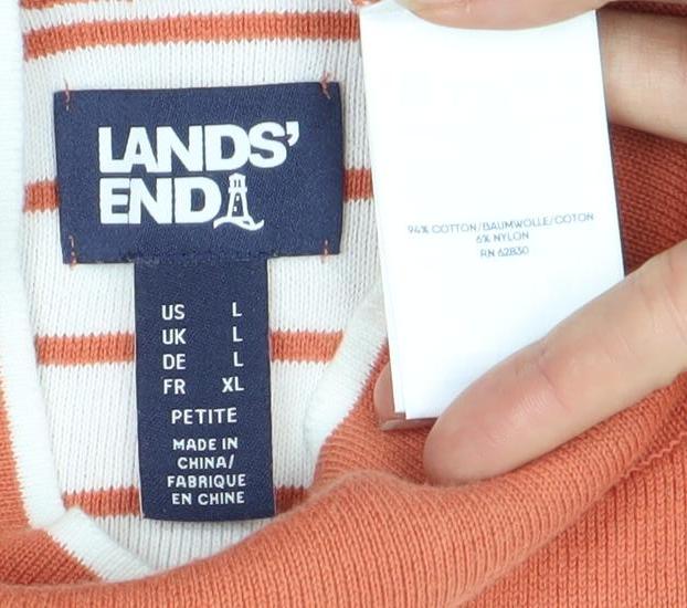 Lands' End Women’s Orange Mock Neck Jumper, L Petite