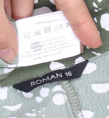 Roman Women's Green 3/4 Sleeve Button Dress - Size 16