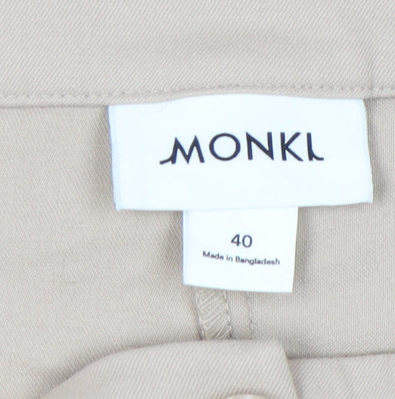 Monki Women's Beige Trousers, Size 12 with Button Closure