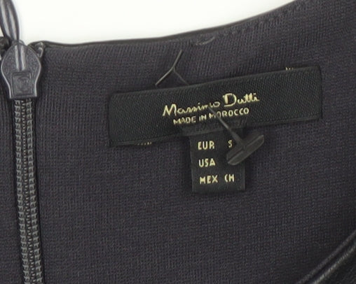 Brand and care label for Massimo Dutti Women's Black Shift Dress, size 8, Long Sleeve