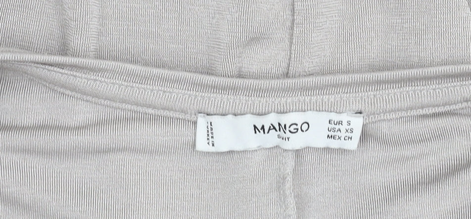 Mango Women's Grey V-Neck Basic T-Shirt, Size S