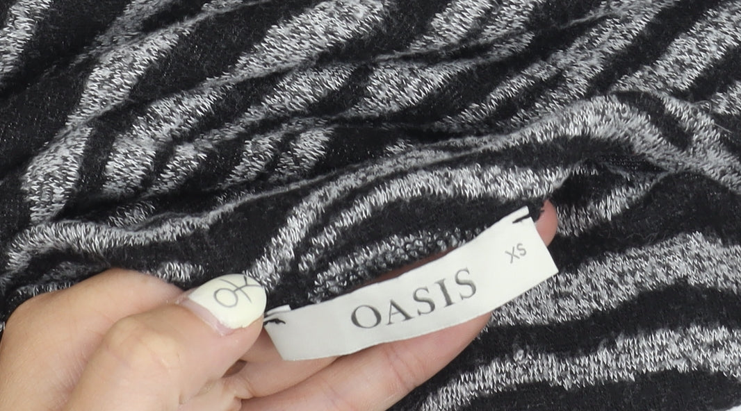 Oasis Women's Grey High Neck Animal Print Jumper XS