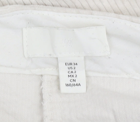 H&M Women Ivory Corduroy Flared Trousers 2XS