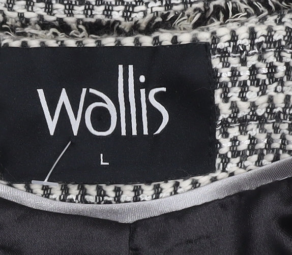 Wallis Women's Black White Herringbone Jacket L Size