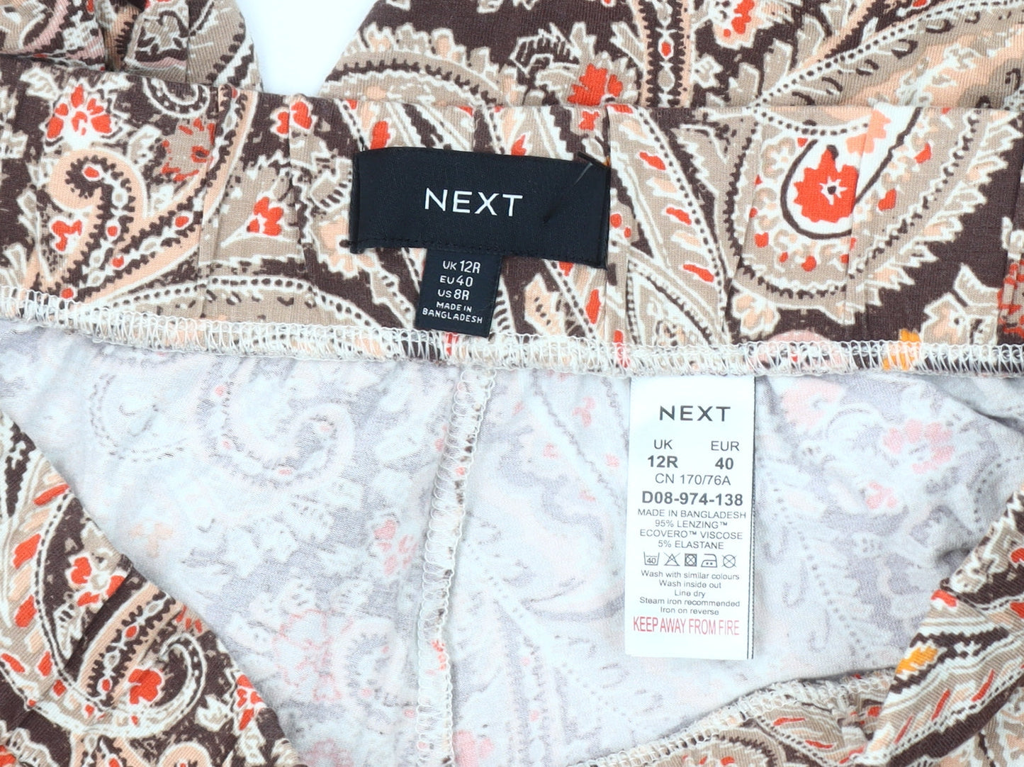 Next Women's Brown Paisley Trousers Size 12