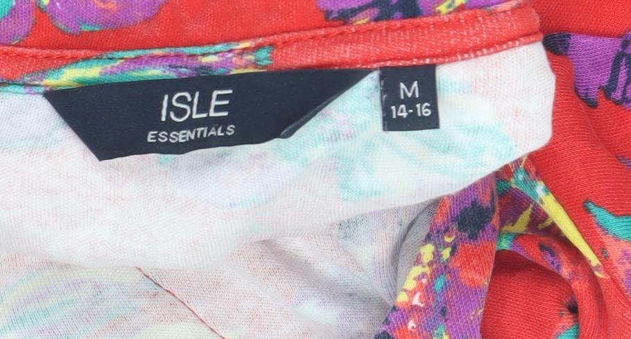 ISLE Essentials Women's Red Floral T-Shirt, Size 14