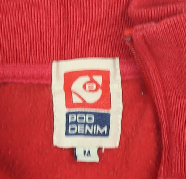 Pod Denim Men's Red Bomber Jacket, M, Anime Style