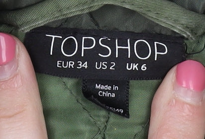 Topshop Women's Green Parka Jacket Size 6 Hooded