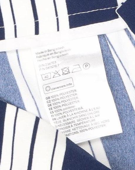 H&M Women's Striped Blue Trousers Size 8