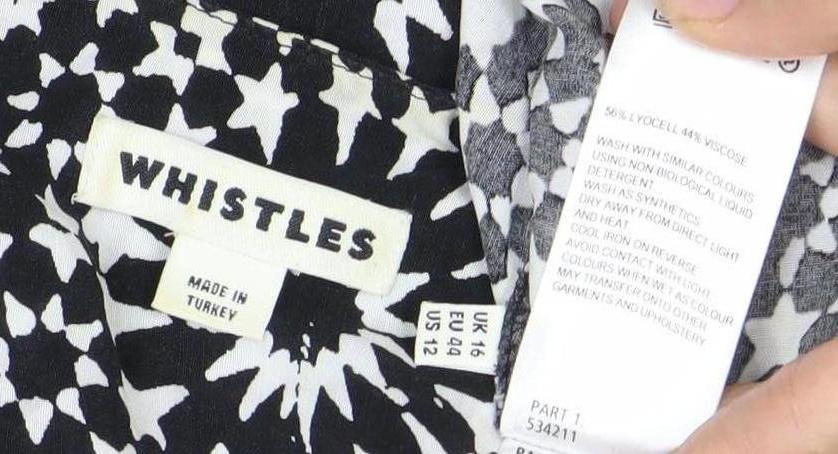 Whistles Women's Black White Geometric Dress UK 16
