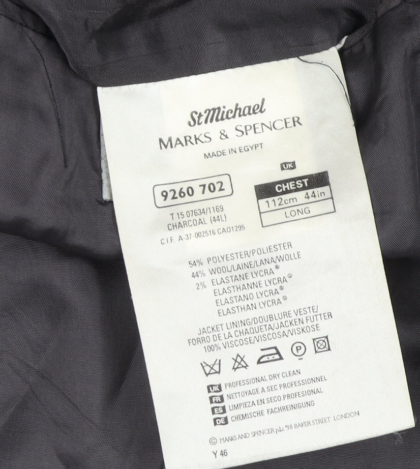 Marks & Spencer Men's Charcoal Suit Jacket, 44L, Formal