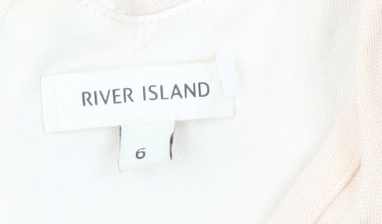 River Island Women Beige V-Neck Sleeveless Top