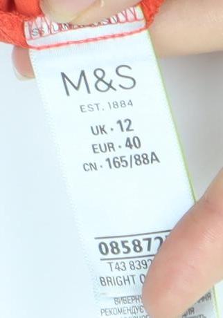 Marks & Spencer Women Orange V-Neck Flutter Sleeve Top