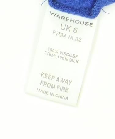 Warehouse Women's Blue Strappy Sleeve Dress, Size 6