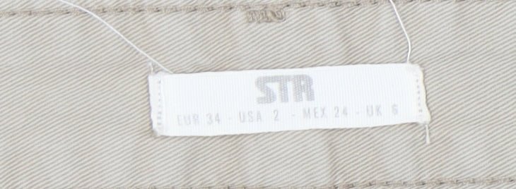 Stradivarius Beige Women's Cargo Trousers Size 6 with Pockets