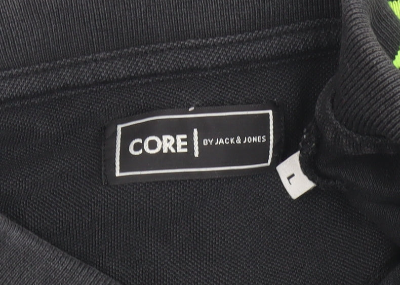 CORE by Jack & Jones Men's Black Polo Shirt L