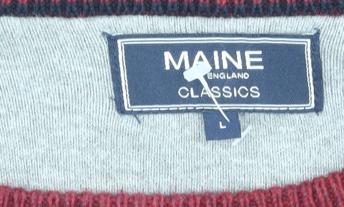 Maine Men's Red Cotton Pullover Jumper, Size L