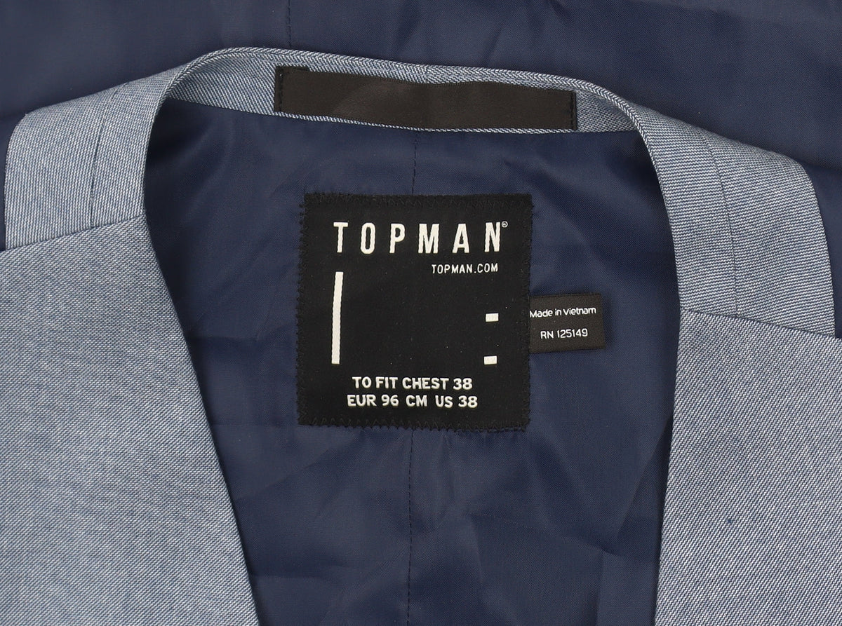 Topman Blue Men's Suit Waistcoat Size L 38