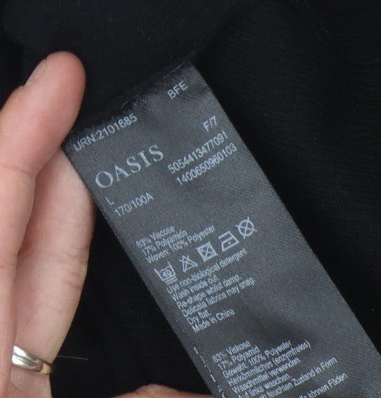 Oasis Women's Black Floral Pullover, L - Elegant Style