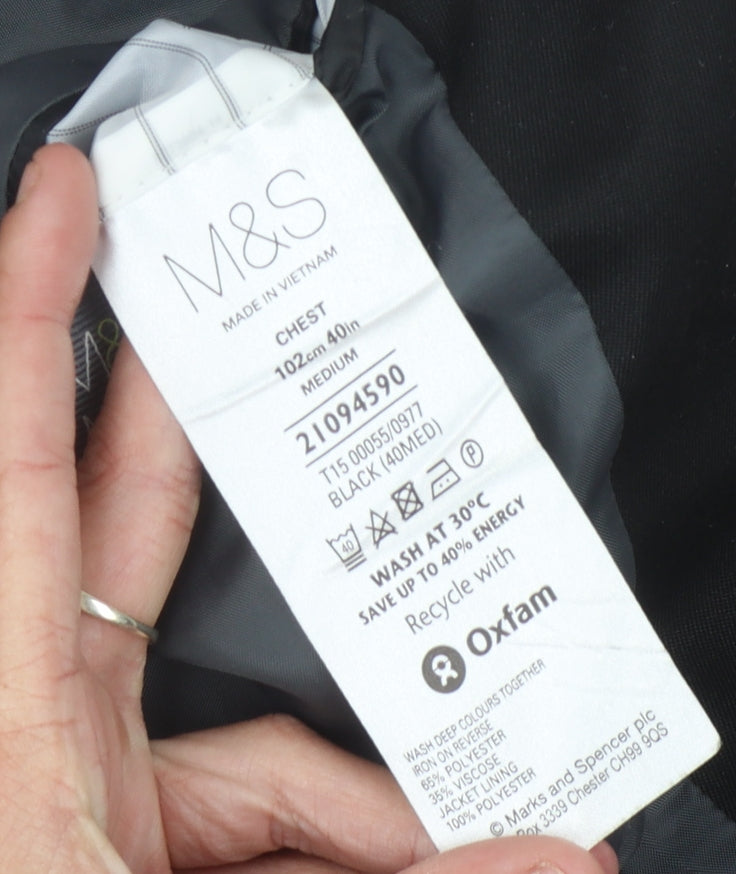 Marks & Spencer Men's Black Blazer - Medium, Regular Fit