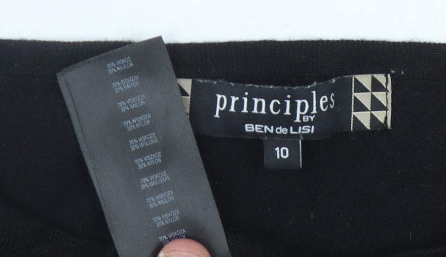Principles Black Sheath Dress, UK 10, Studded Accents, Casual