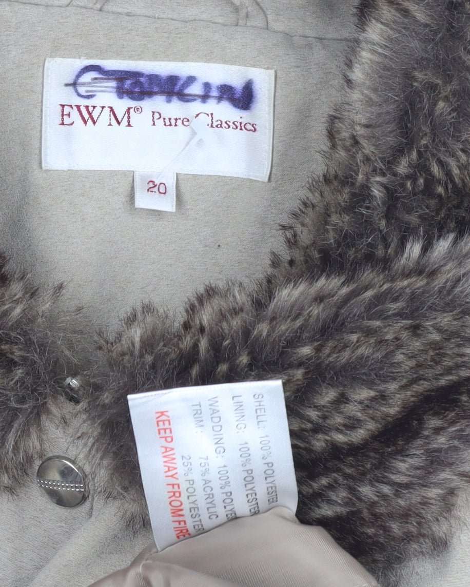 EWM Women's Beige Faux Fur Trim Coat Size 20