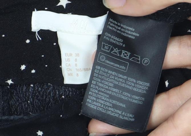 H&M Women's Black Star Pattern Dress, Size 10
