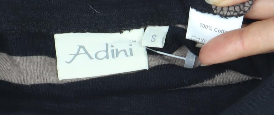 Adini Women's Black Striped Dress, Size S, Long Sleeve