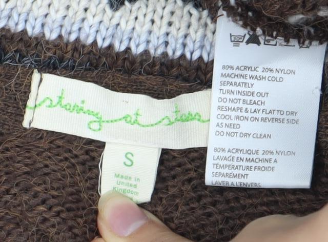 Staring at Stars Women's Brown Geometric Open Front Cardigan S