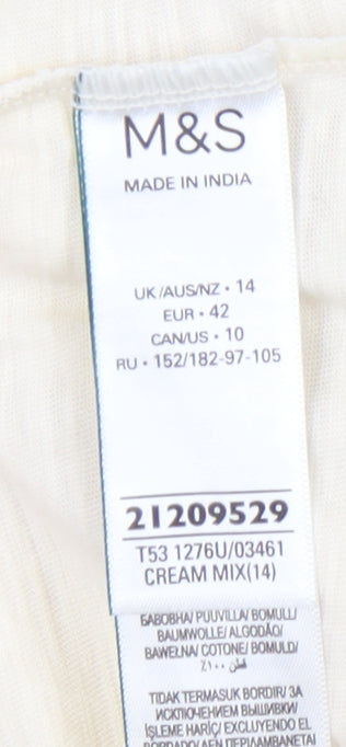 Marks & Spencer Women's Ivory Crew Neck Top, Size 14